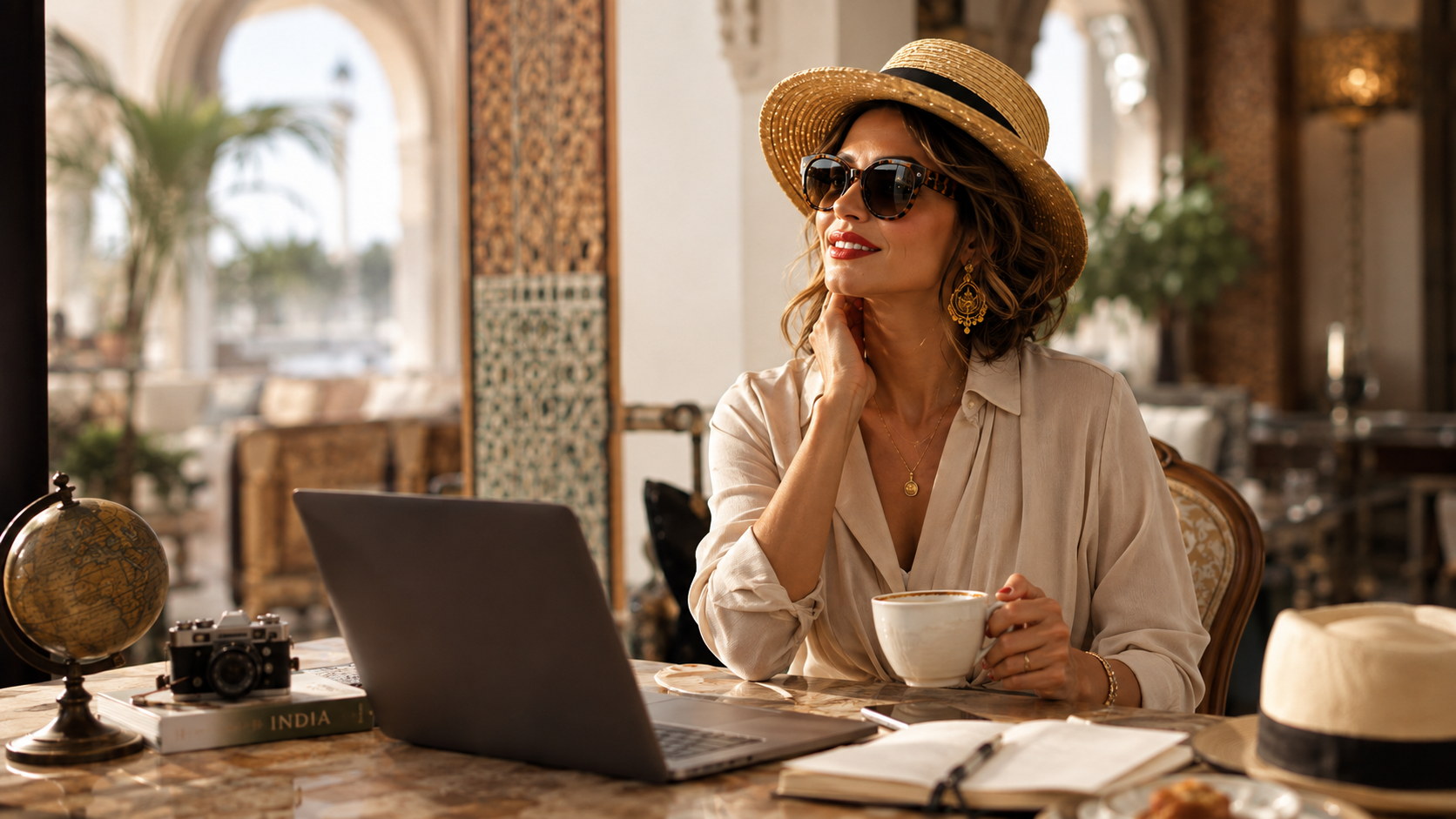 Voyageuse consultant des informations de voyage avant un départ