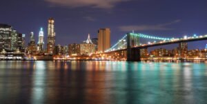 Manhattan Brooklyn Bridge In New York City