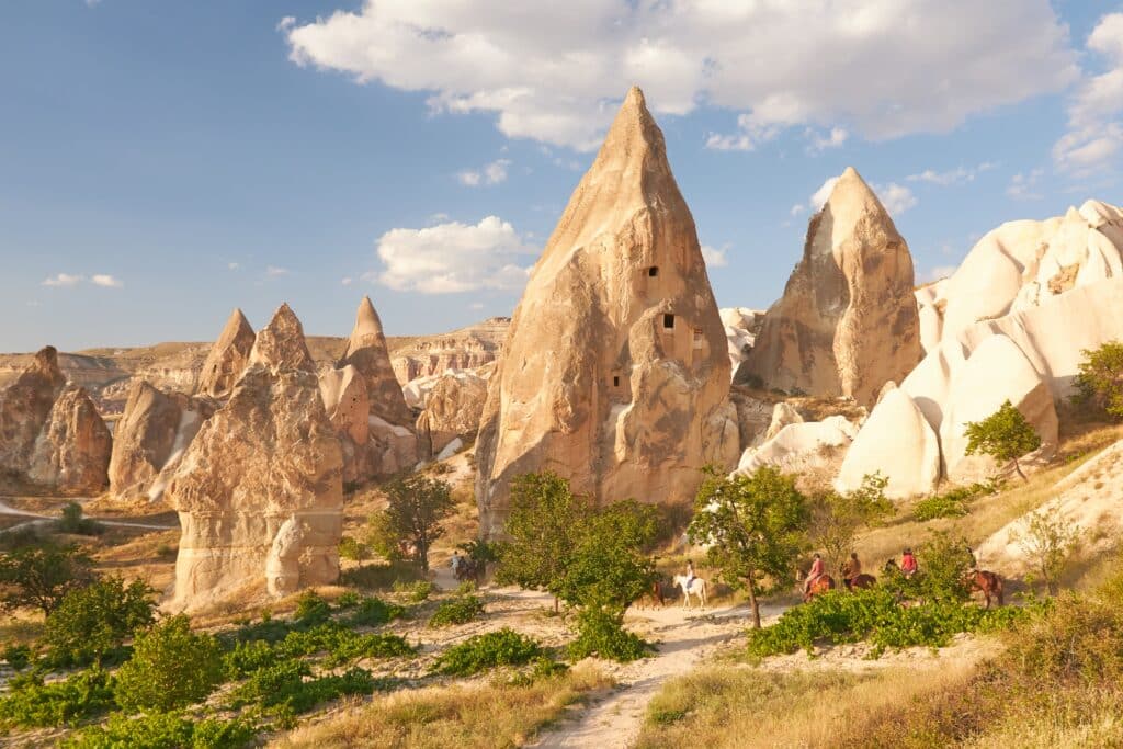 Rock Formations In Rose Valley Capadoccia In Goreme, Turkey